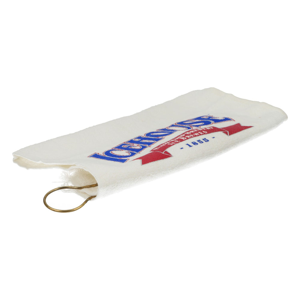Icehouse Bier Golf Handtuch Karabiner Haken weiß Baumwolle original 43x28cm