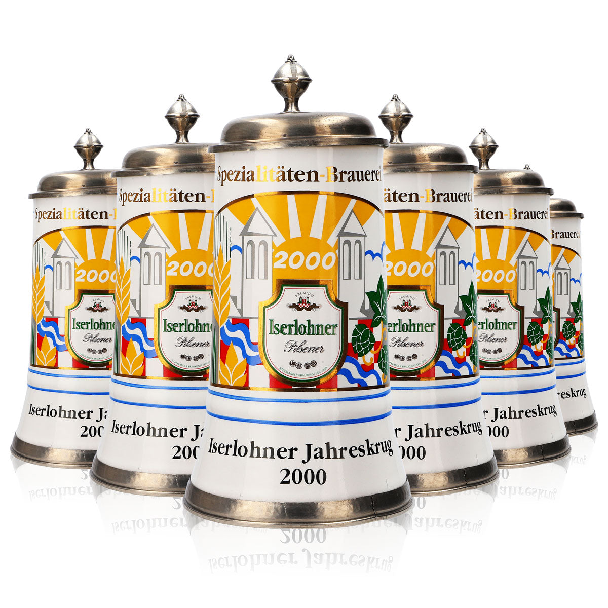 Iserlohner Bierglas Jahreskrug 2000 Steinzeugkrug Seidel Zinndeckel 0,65l Krug – Ansicht 7