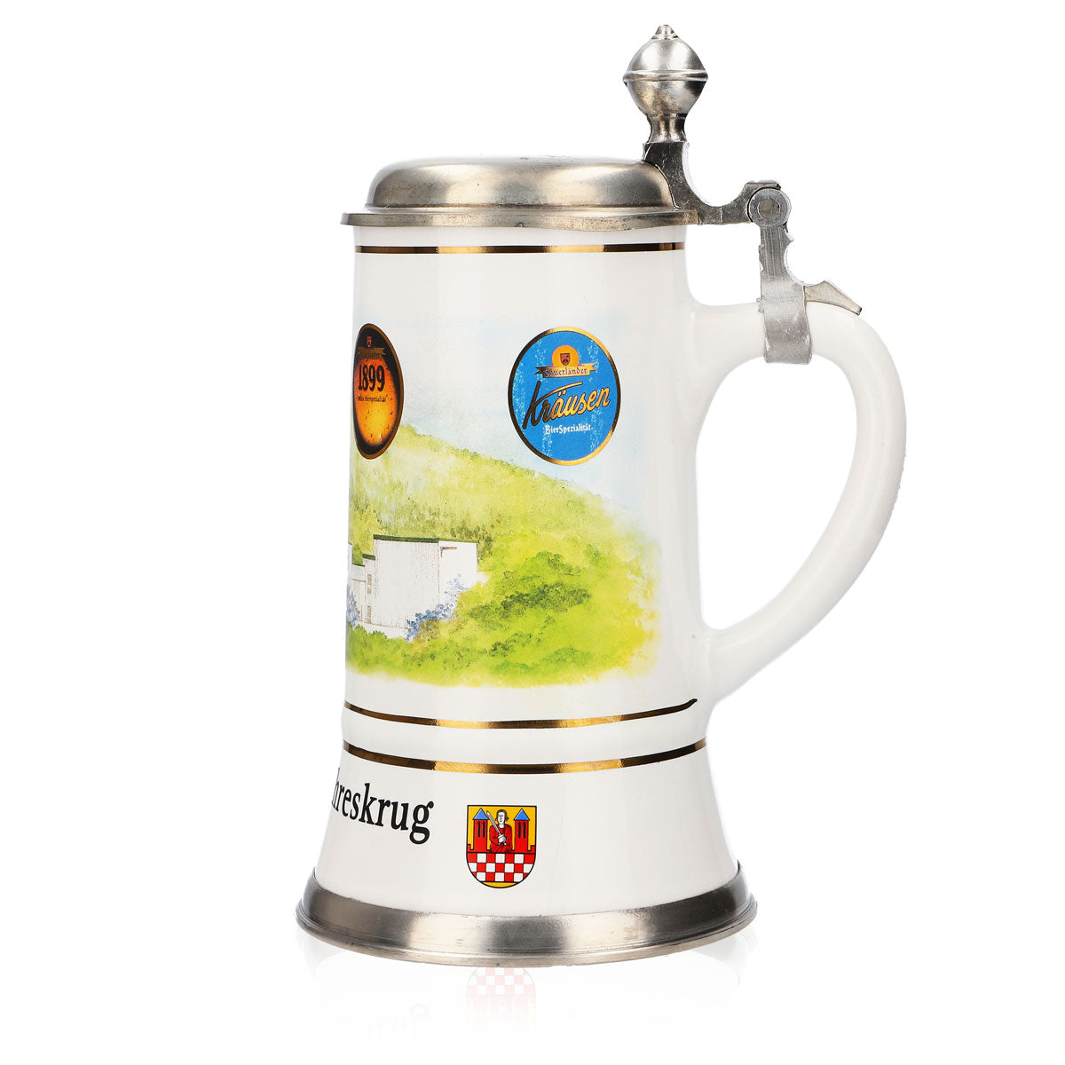 Iserlohner Bierglas Jahreskrug 2001 Steinzeugkrug Seidel Zinndeckel 0,65l Krug – Ansicht 5