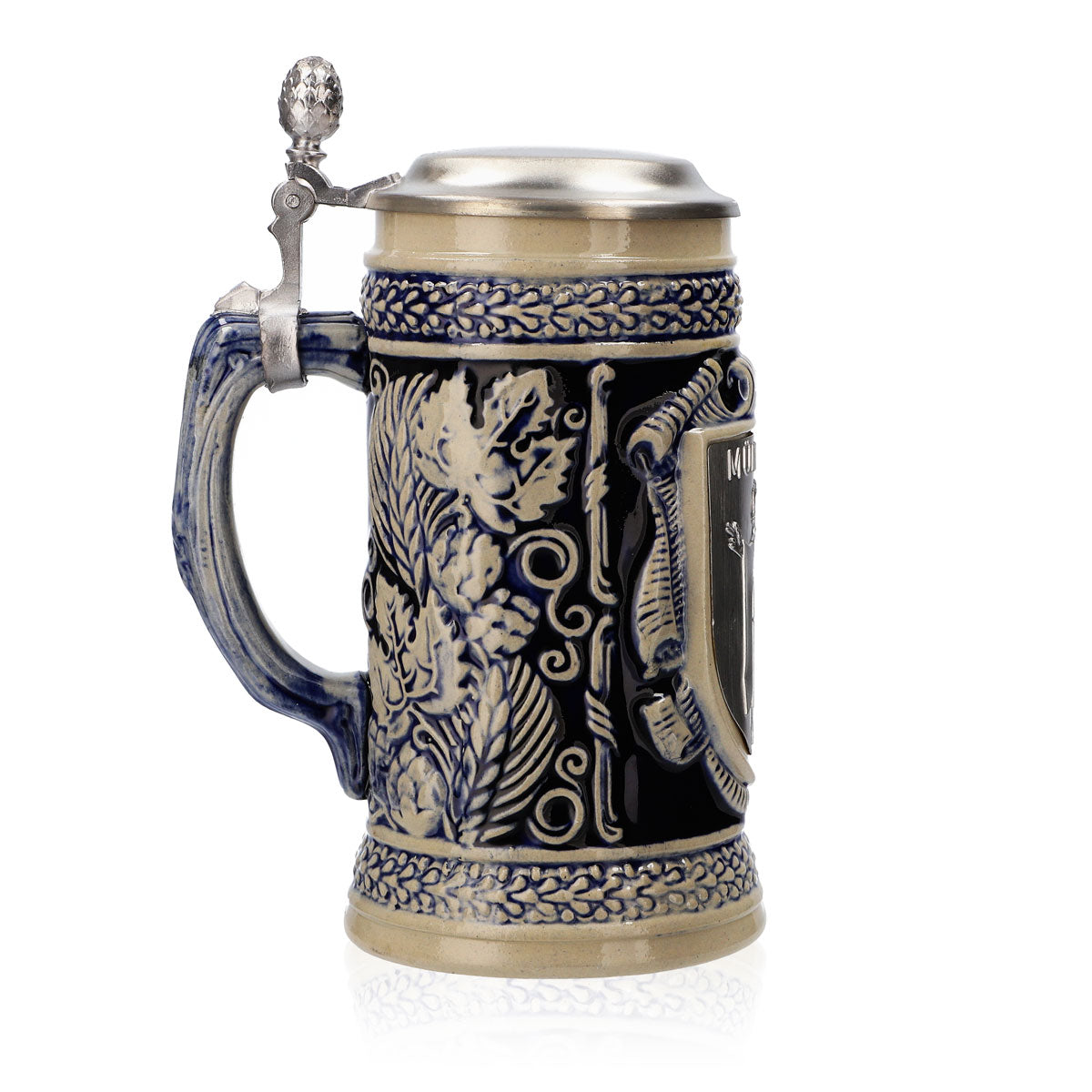 Iserlohner Bierglas Steinzeugkrug Seidel Zinndeckel 0,64l Krug "München" – Ansicht 3