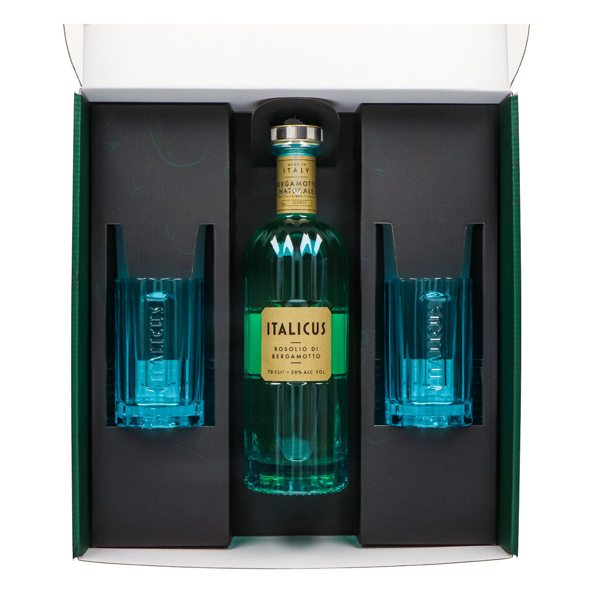 Italicus Spritz Geschenkset 0,7l Flasche 20,0 % Vol. + Longdrinkgläser Blau–Grün – Ansicht 3