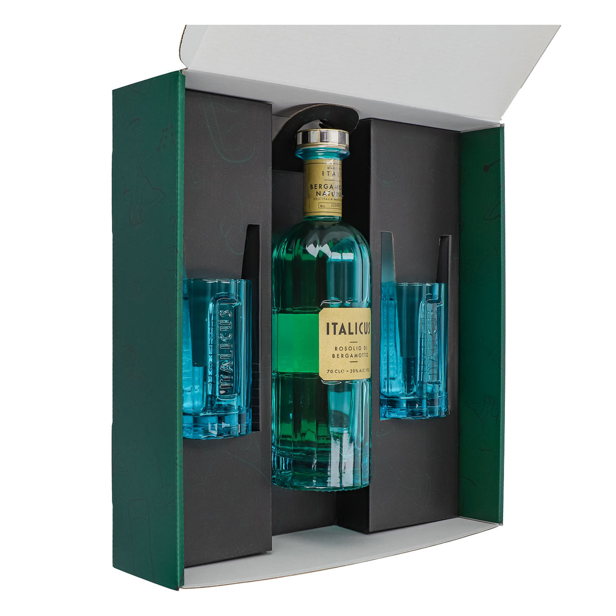 Italicus Spritz Geschenkset 0,7l Flasche 20,0 % Vol. + Longdrinkgläser Blau–Grün – Ansicht 4