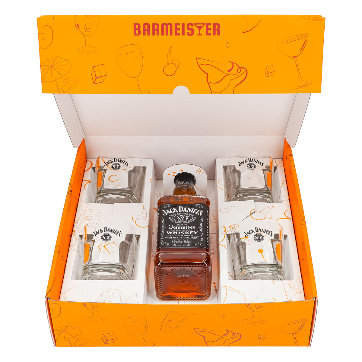 Jack Daniels Geschenkset 0,7l Flasche 40,0 % Vol. + Tumbler stapelbar–Orange – Ansicht 2