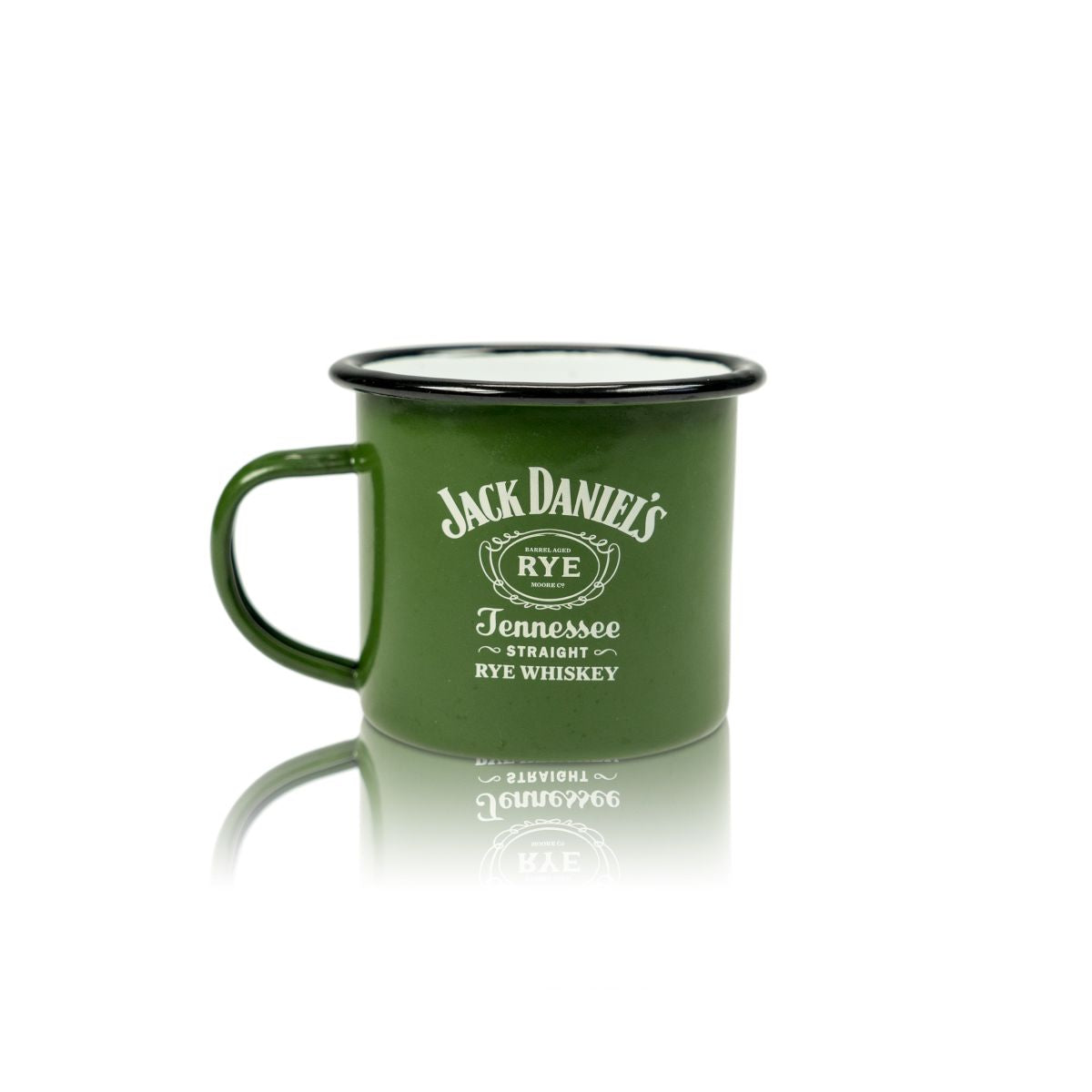 Jack Daniels Metall Tasse 0,35l Henkel Glas Becher Grüne RYE Whiskey Edition
