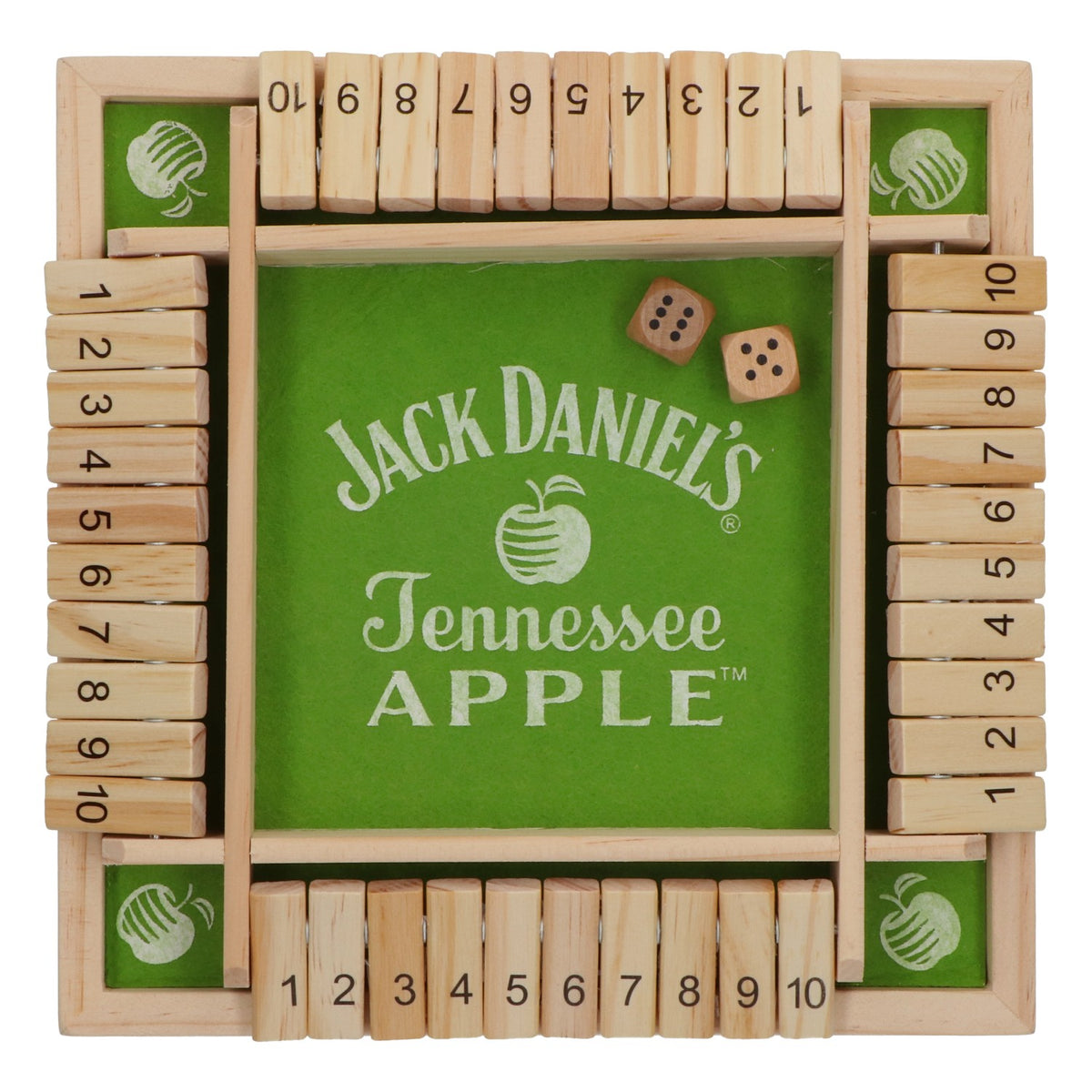 Jack Daniels Whiskey Brettspiel Spieleabend Freunde Shut the Box Apple grün