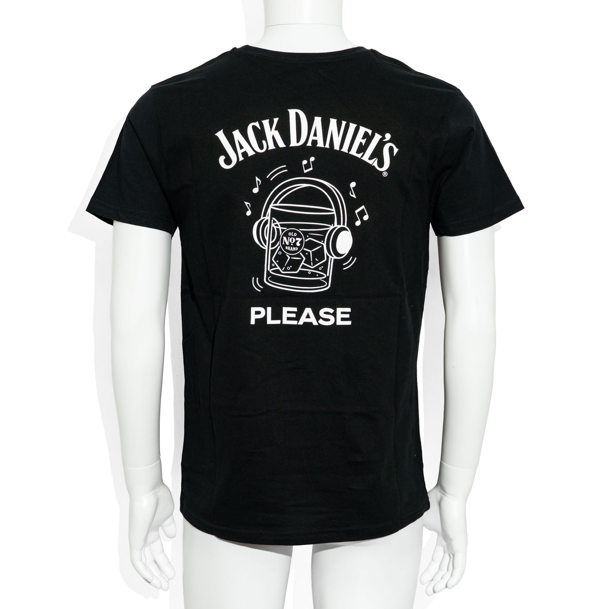 Jack Daniels Whiskey Glas Rundhals Unisex T-Shirt "Please" Baumwolle – Ansicht 3