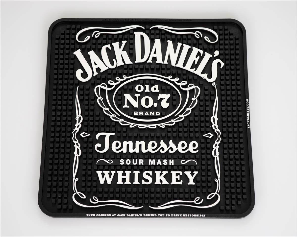 Jack Daniels Whisky Barmatte Abtropfmatte Barzubehör schwarz 4 eckig