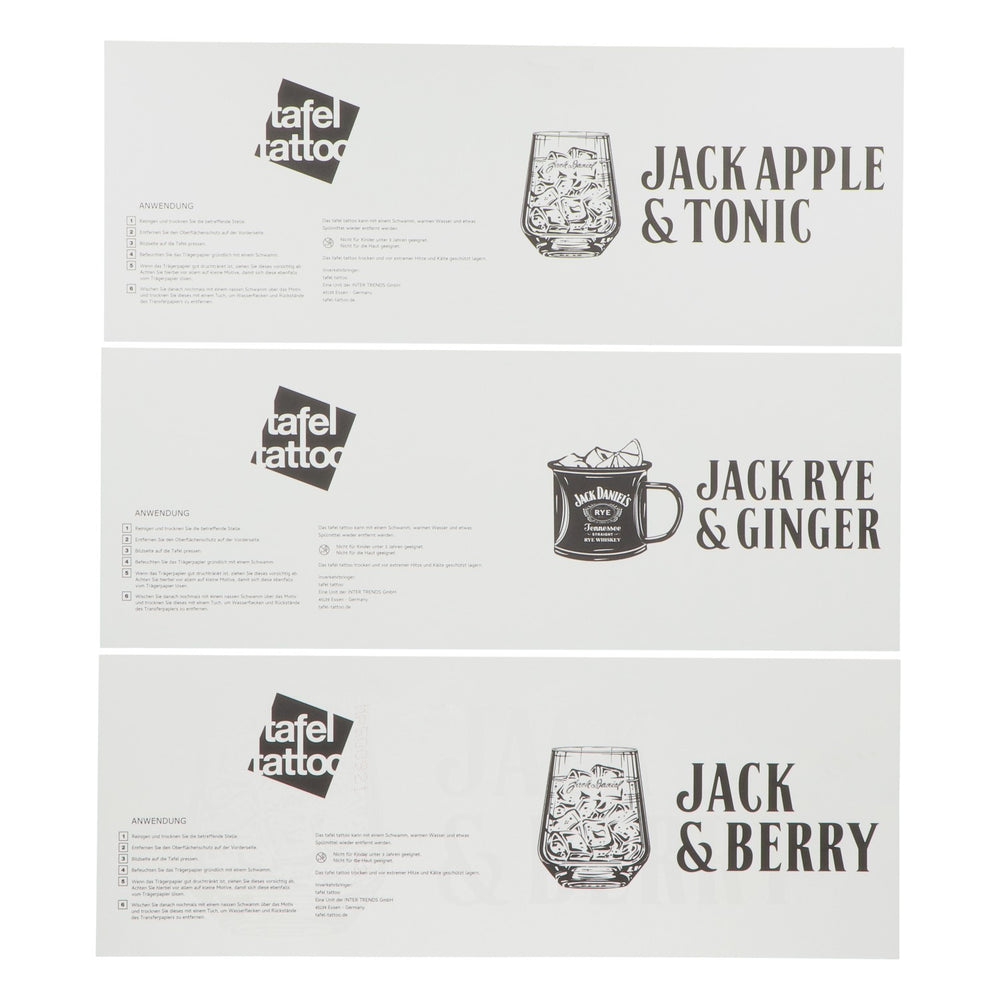 Jack Daniels Whisky Tafeltattoo 40x15 cm "Jack & Berry" + Glas