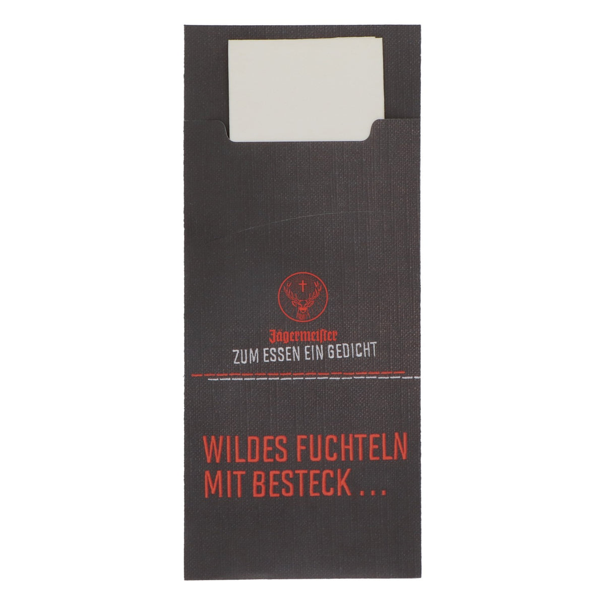 Jägermeister Bestecktasche inkl. Serviette schwarz "Wildes Fuchteln Besteck" – Ansicht 2