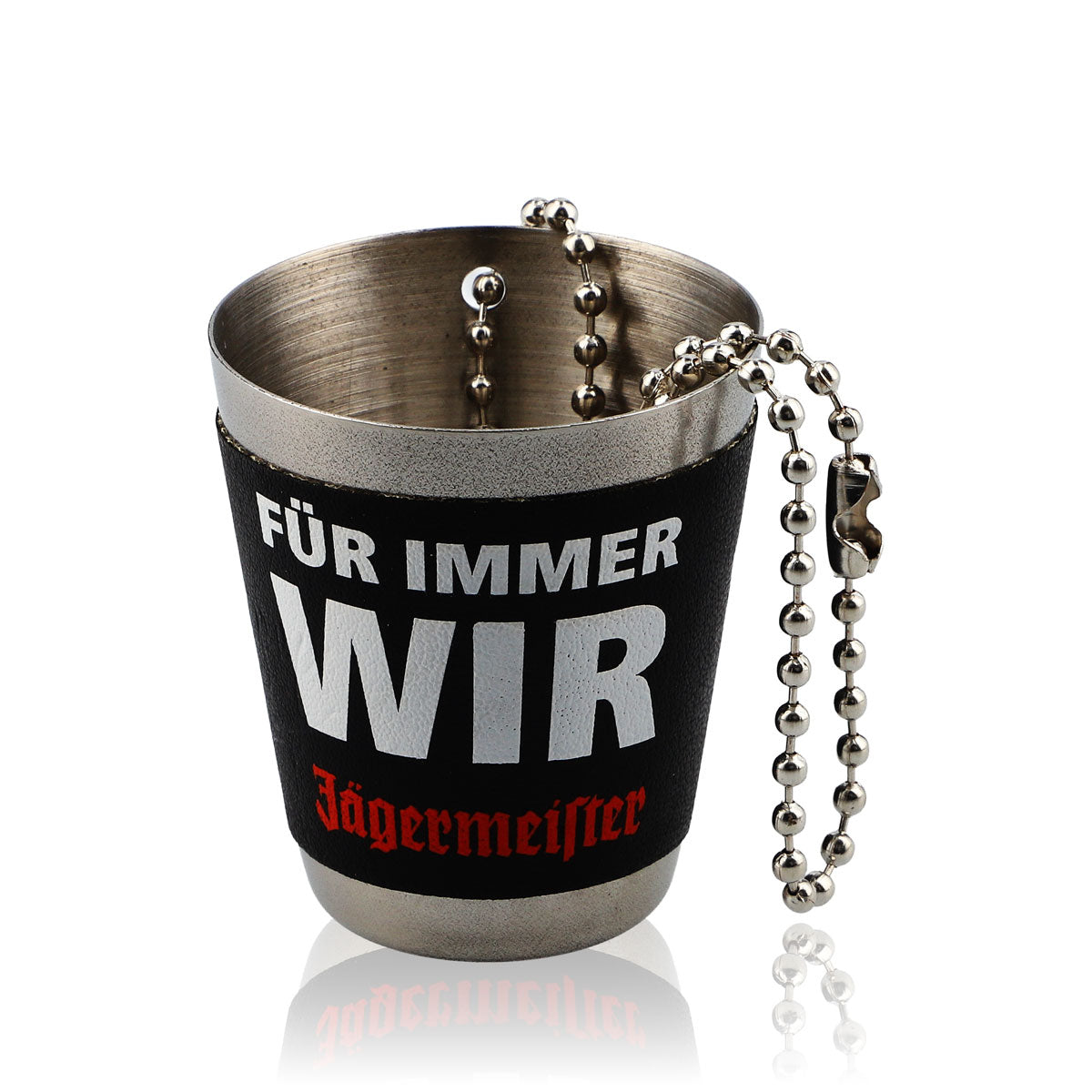 Jägermeister Likör Glas 2cl Shotglas Stamper Edelstahl Kette "Für immer Wir"