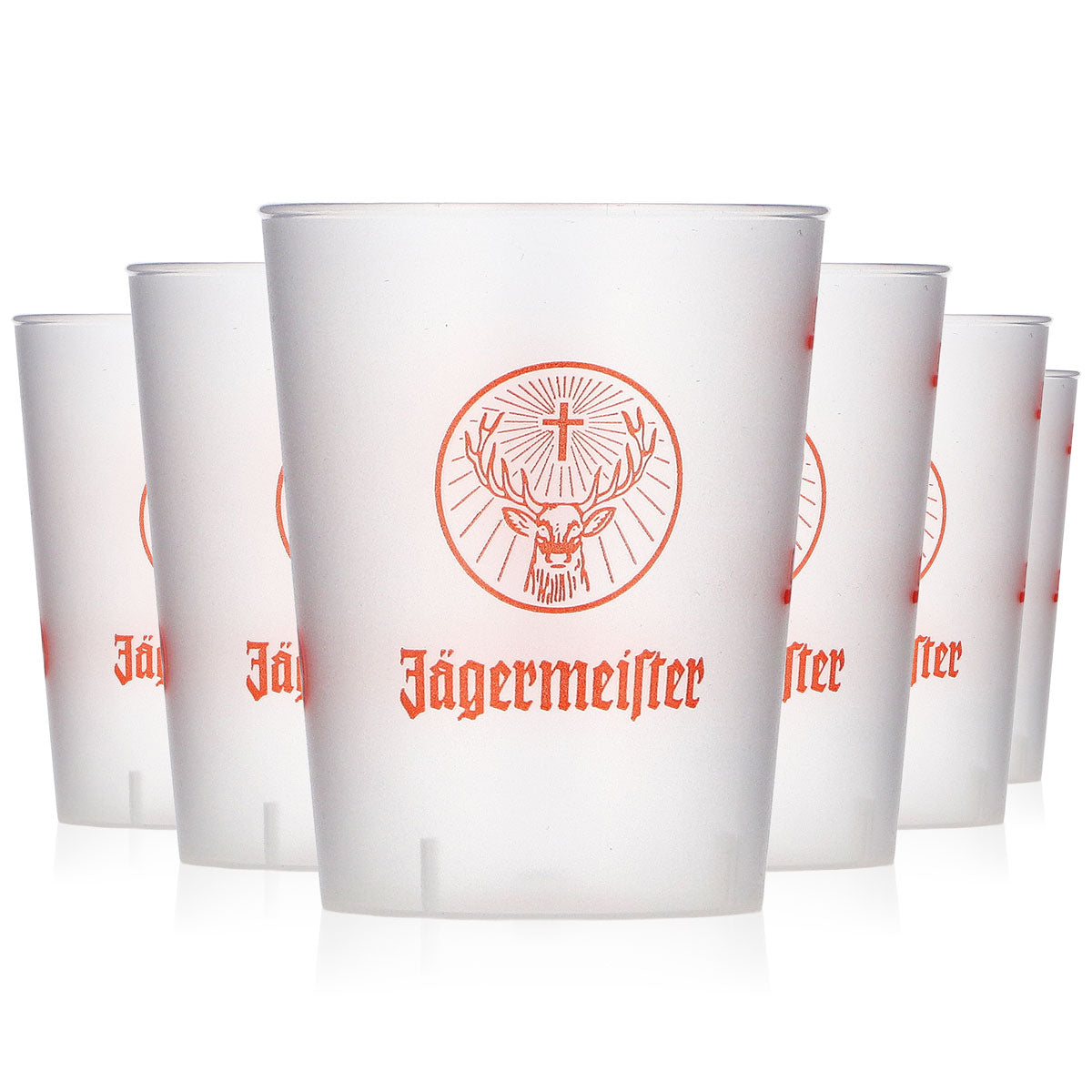 Jägermeister Likör Glas 50er Stange 2cl/4cl Orange Shotglas Kunststoff Kölsch
