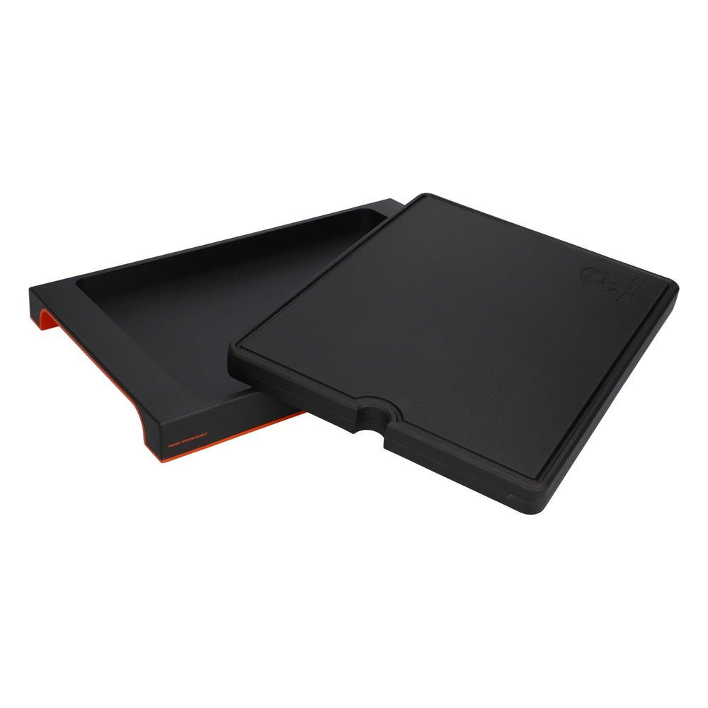Jägermeister Likör Schneidebrett 2teilig Schwarz Orangener Boden Massiv