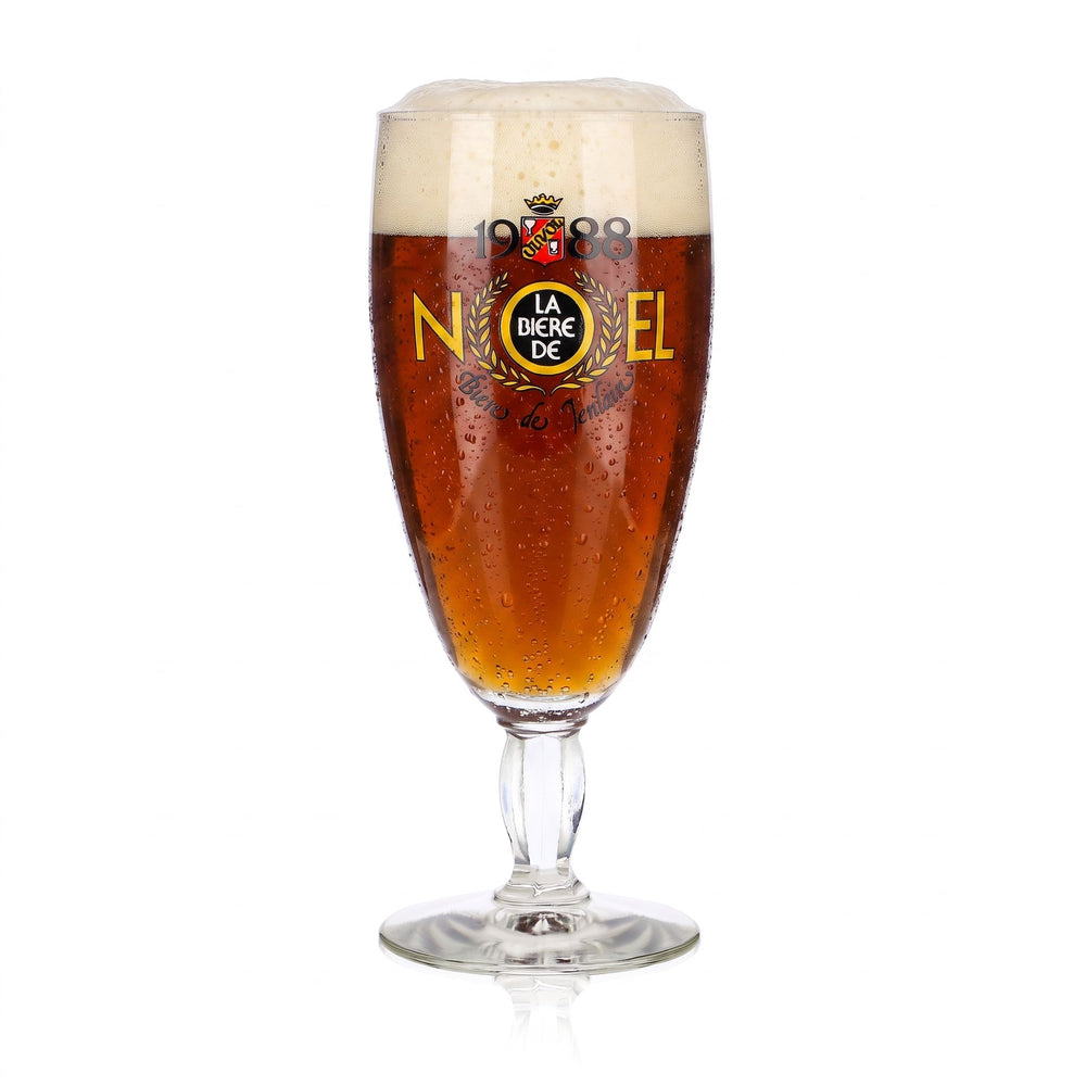 Jenlain Bier Glas Pokal 0,25l Tulpe Noel 1988 Eckiger Stiel Bierglas Pokalglas