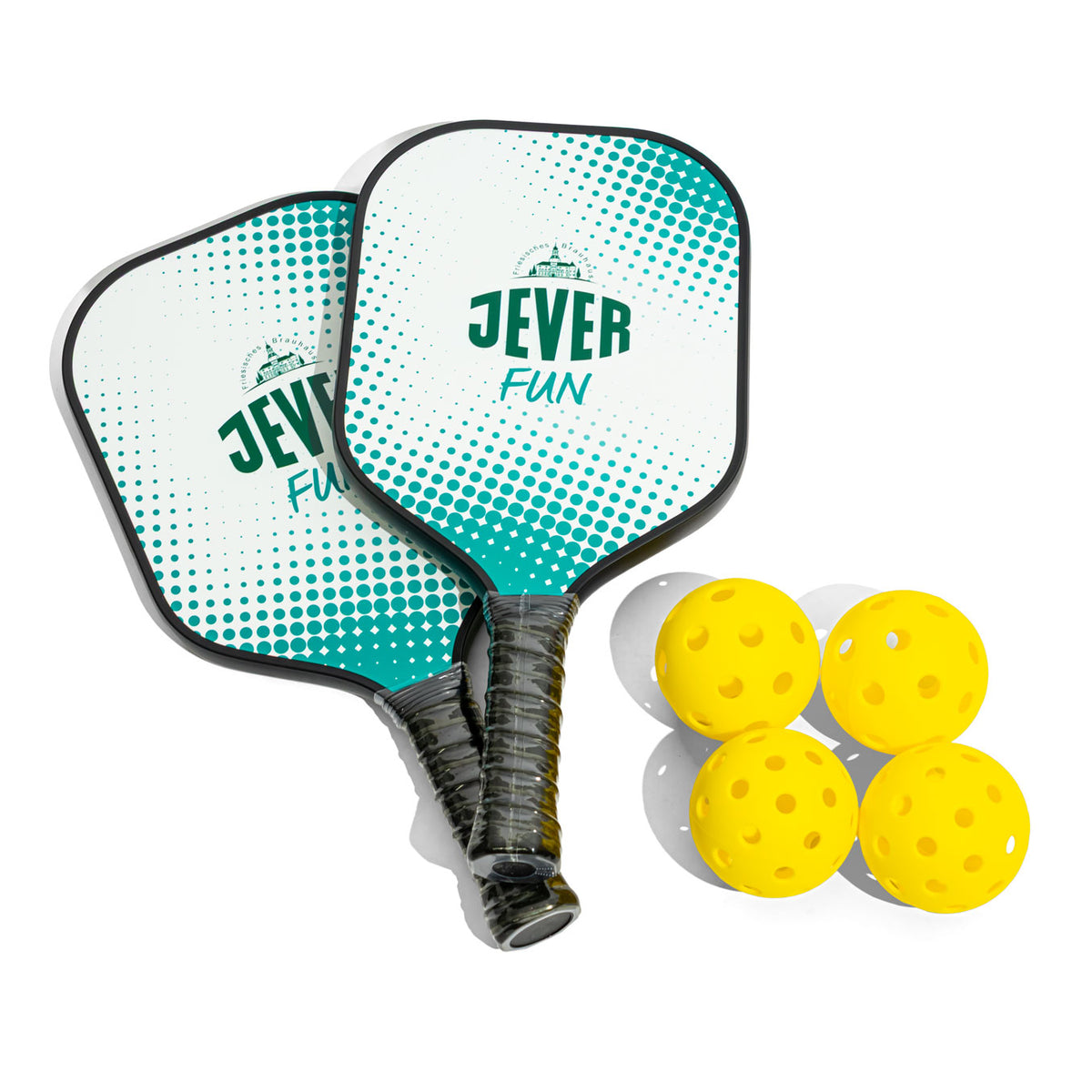 Jever Bier Pickleball Set aufstellbares Netz 2 Schläger Bälle Outdoorsport – Ansicht 2