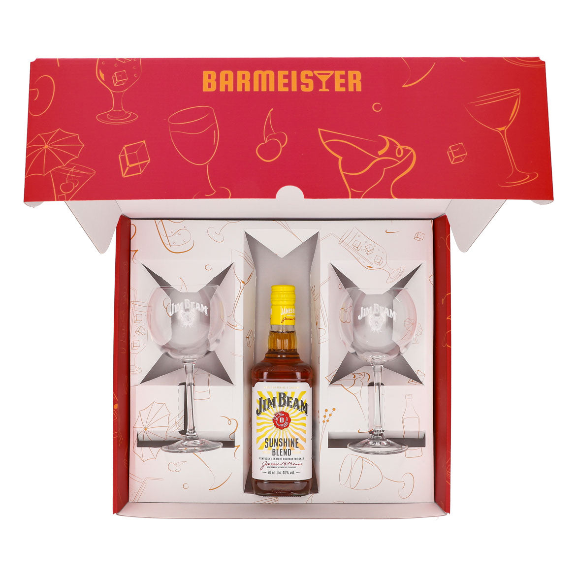 Jim Beam Geschenkset 0,7l Flasche 40,0 % Vol. + Ballongläser Sunshine–Pink – Ansicht 5