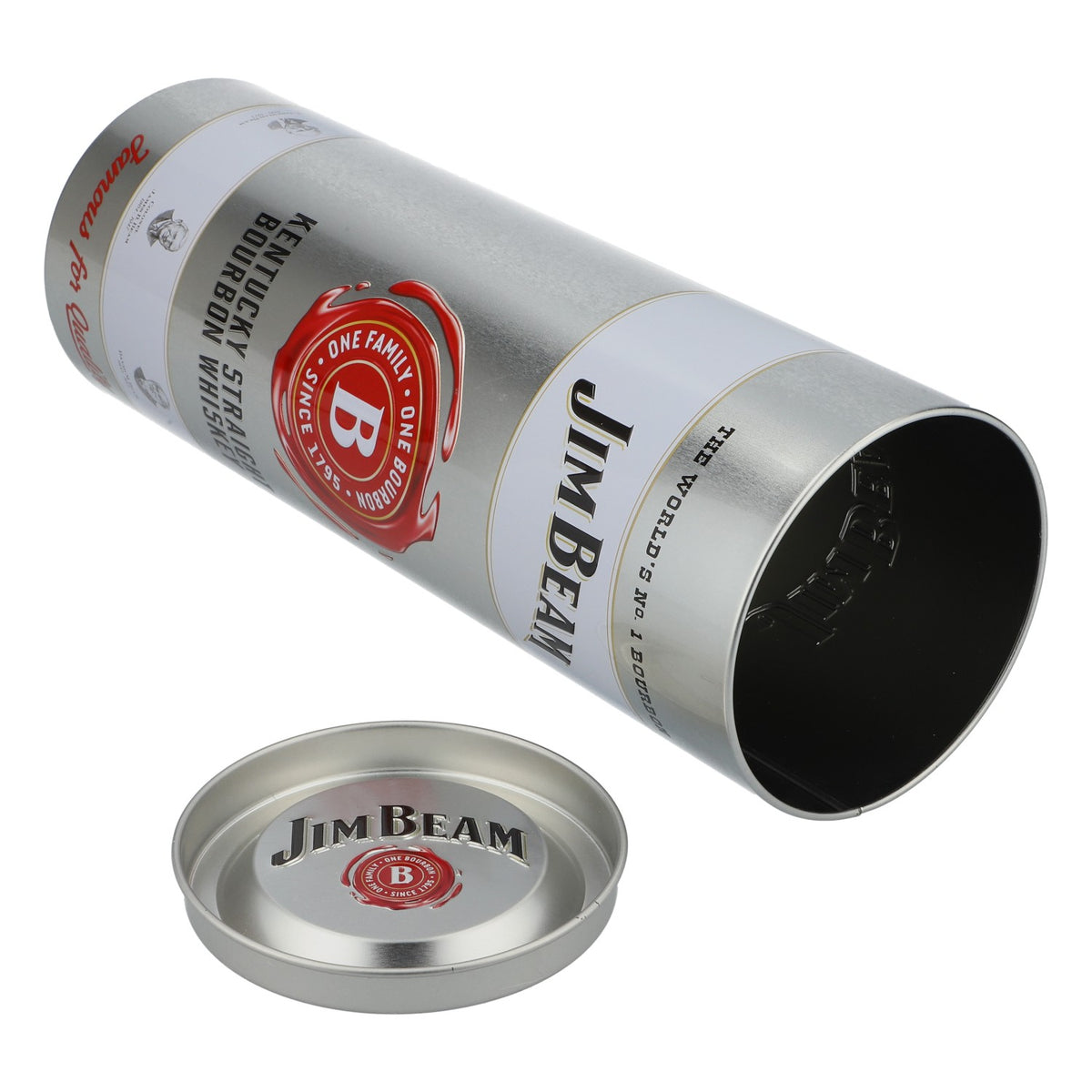 Jim Beam Whisky Blechdose Dekodose Dekoration rund Silber – Ansicht 4