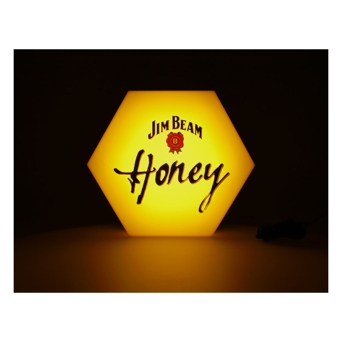 Jim Beam Whisky LED Leuchtreklame Leuchtwerbung Sechseck "Honey" Gelb