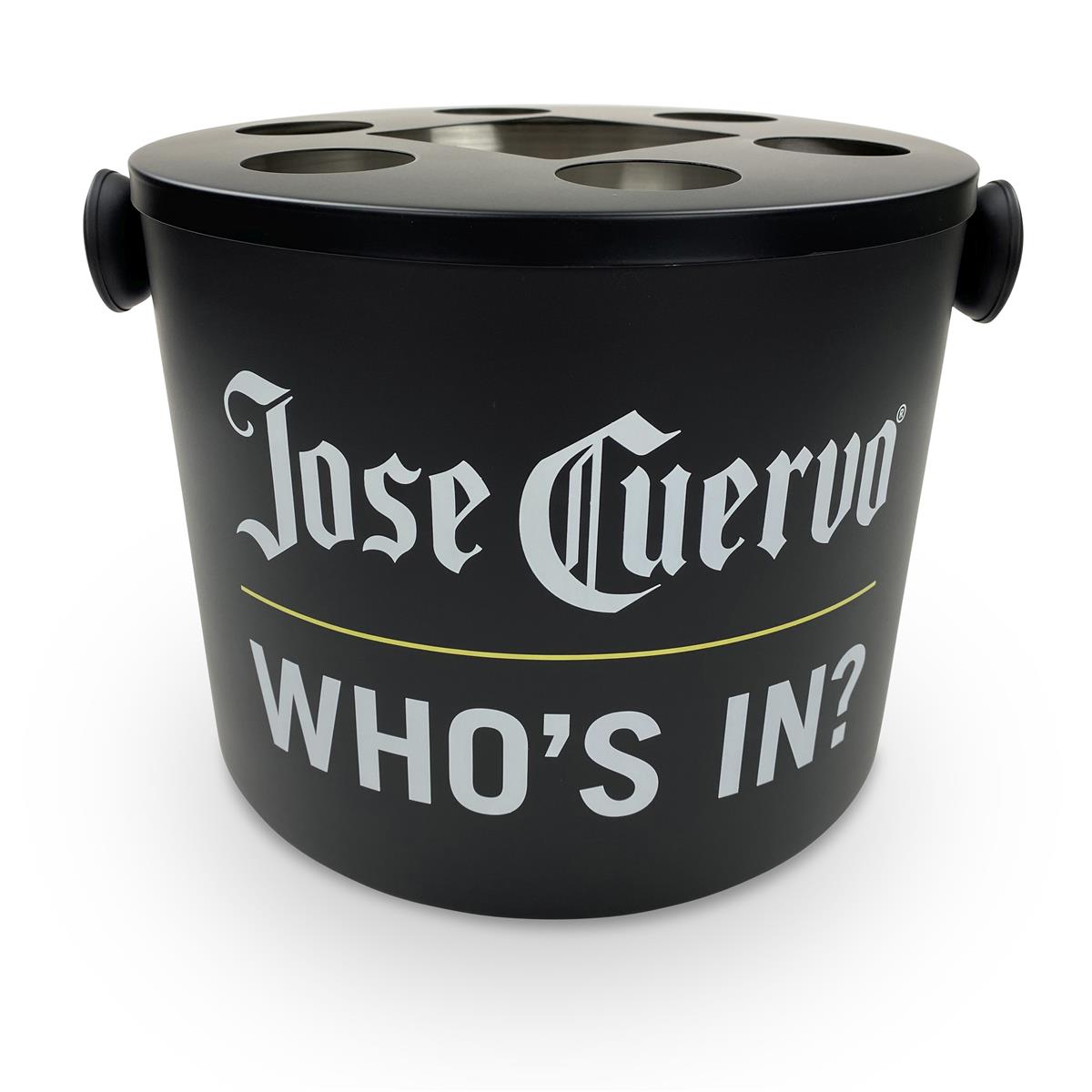 Jose Cuervo Tequila Flaschenkühler Eiswürfelbehälter Metall schwarz rund mit Flascheneinsatz