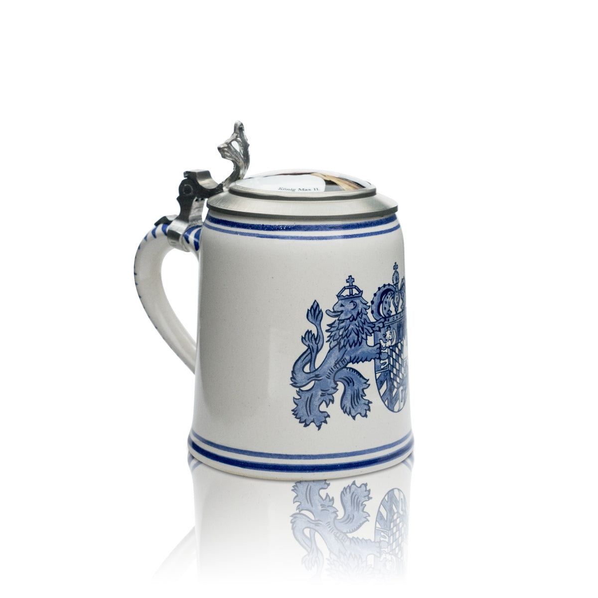 Kaltenberg Sammler Glas 0,5l Bier Krug Humpen Seidel König Max II. Zinndeckel – Ansicht 2