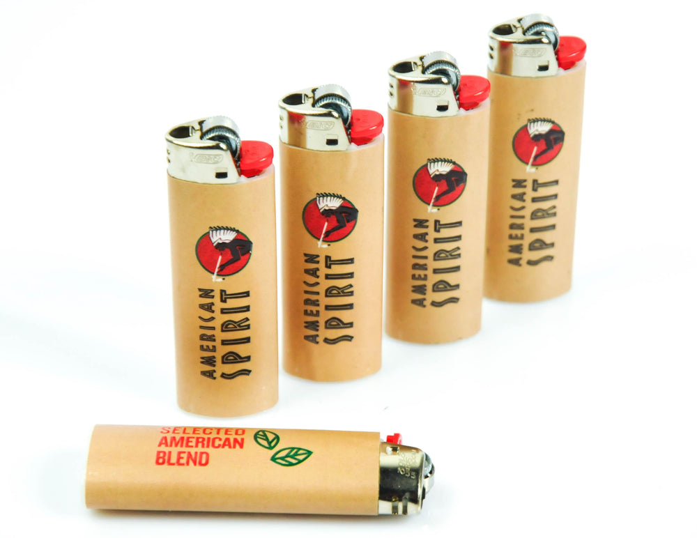 5x American Spirit Tabak Feuerzeug Lighter Reibrand Beige BIC Maxi