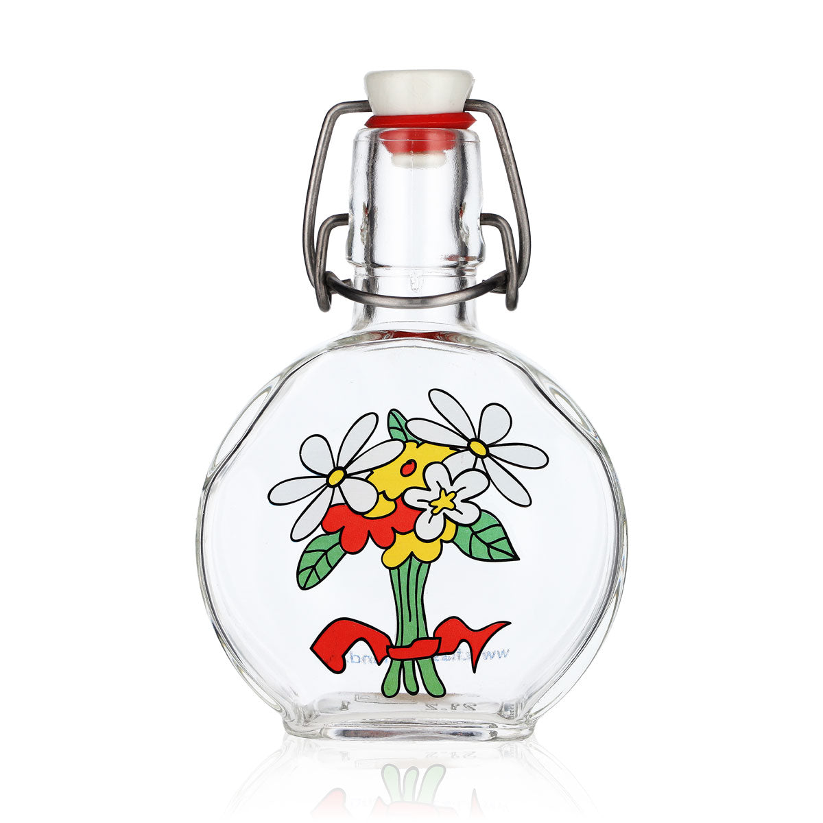 Kefla Schnaps Glas Bügelflasche 0,2l Blumen Motiv Flaschernland Schnapsflasche