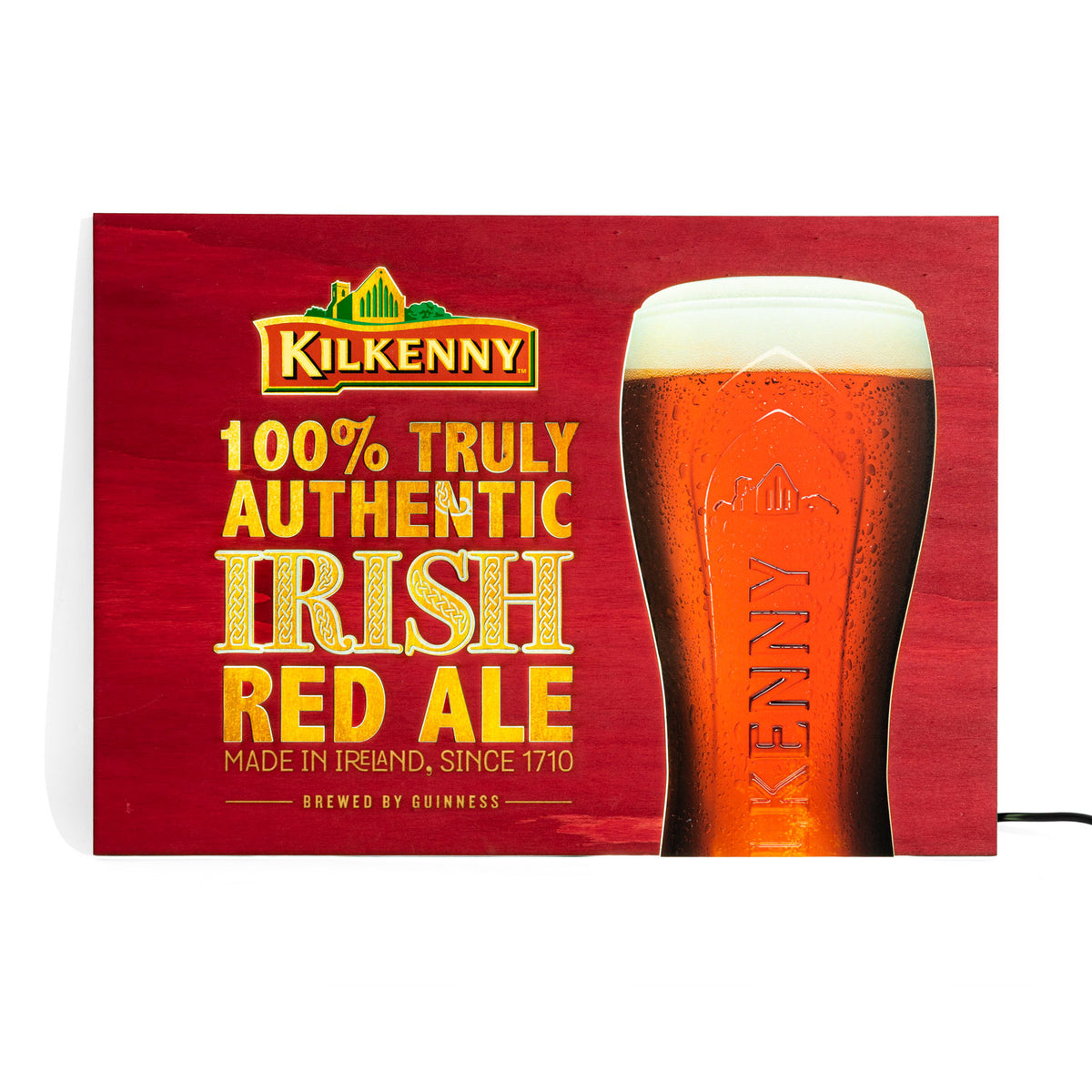 Kilkenny Bier LED Leuchtreklame Leuchtwerbung Holzschild rot inkl. Netzteil – Ansicht 3