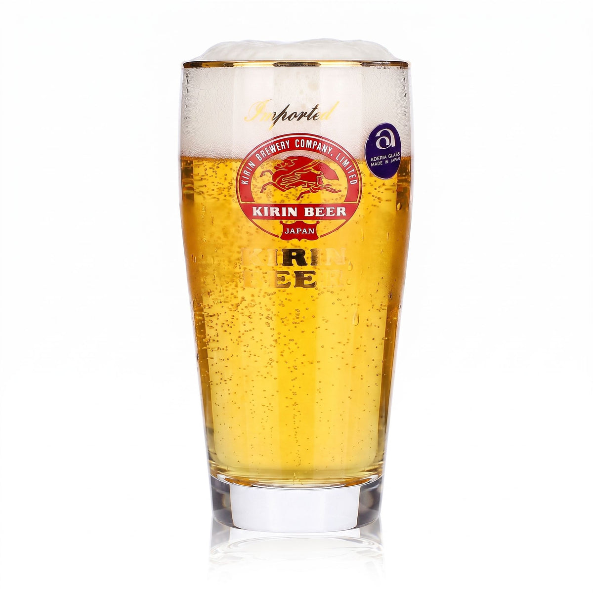 Kirin Ichiban Bier Glas 0,25l Becher Goldrand Imported Goldener Schriftzug