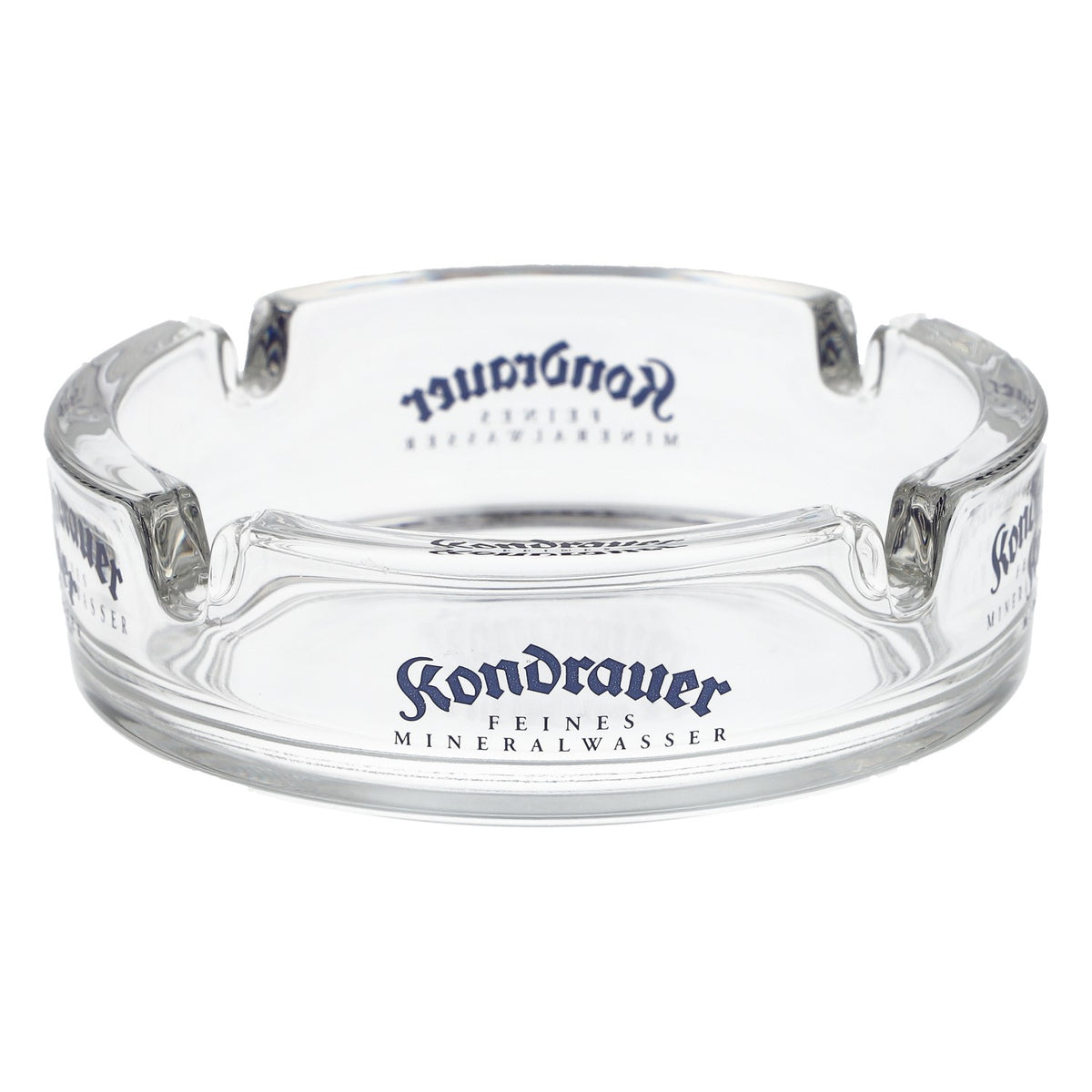 Kondrauer Aschenbecher Glas blaues Logo transparent Sammlerstück Bar
