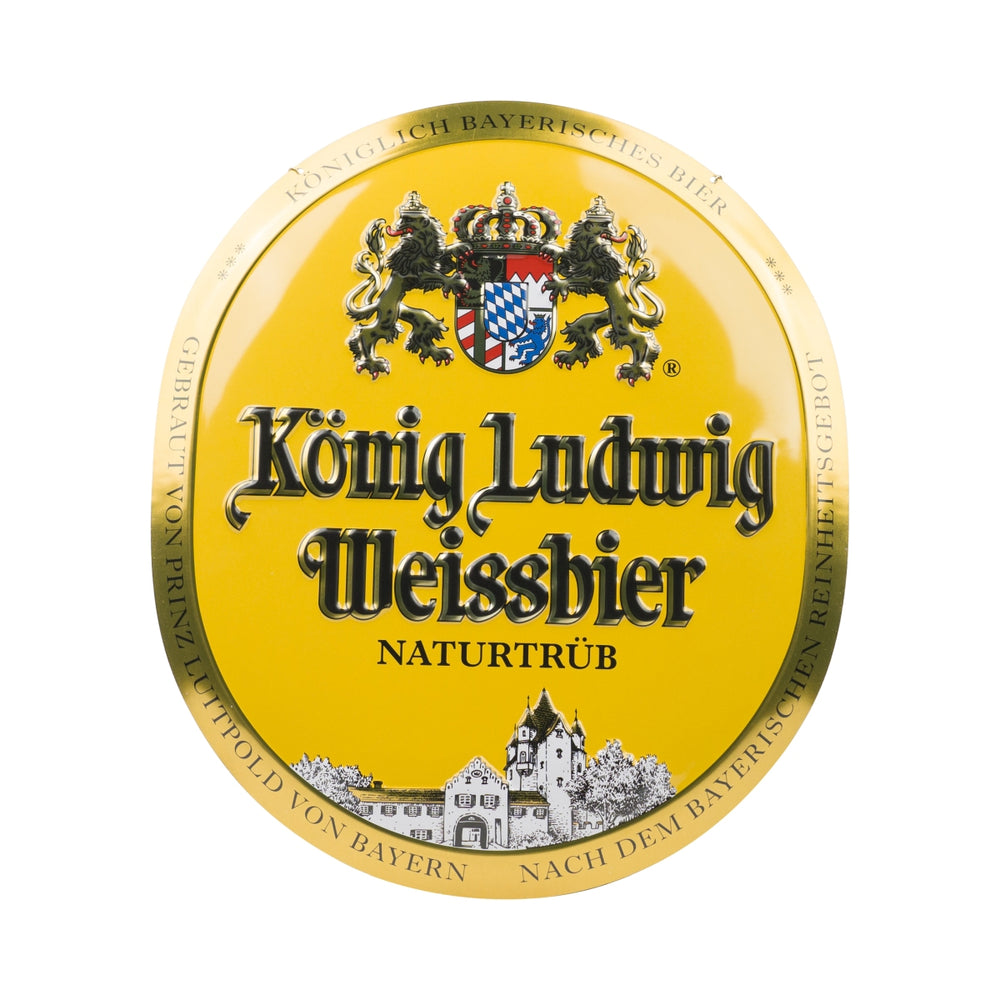 König Ludwig Bier Schild 30x35cm mit Kette Wand Tafel Sign Blechschild Emaille