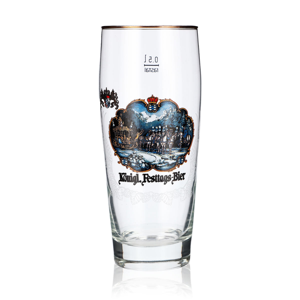 König Ludwig Bierglas Glas 0,5l Willibecher Sammlerglas Pferd blau Rastal