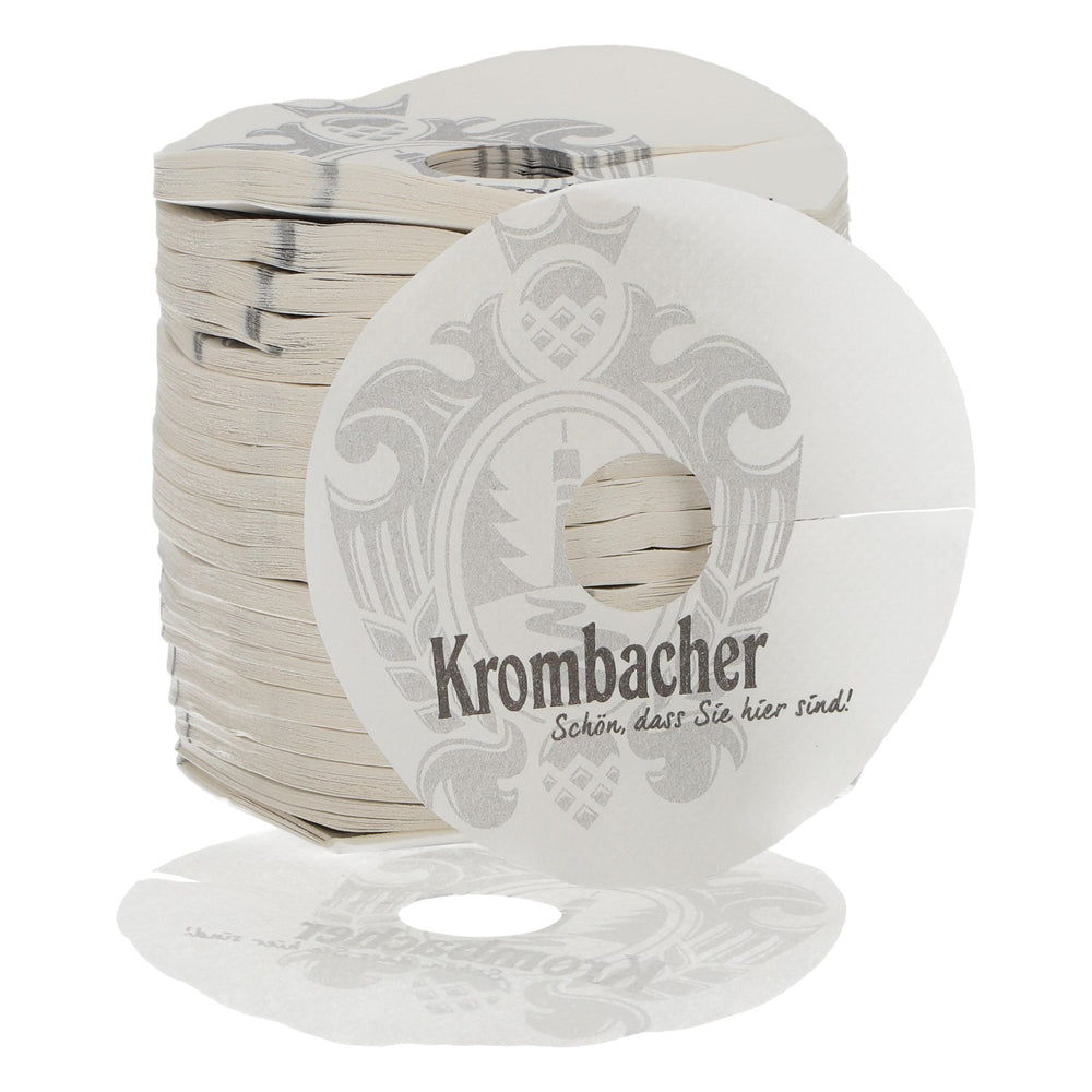 Krombacher Bier Untersetzer Tropfdeckchen Papier neu weiß Bierdeckel Coaster