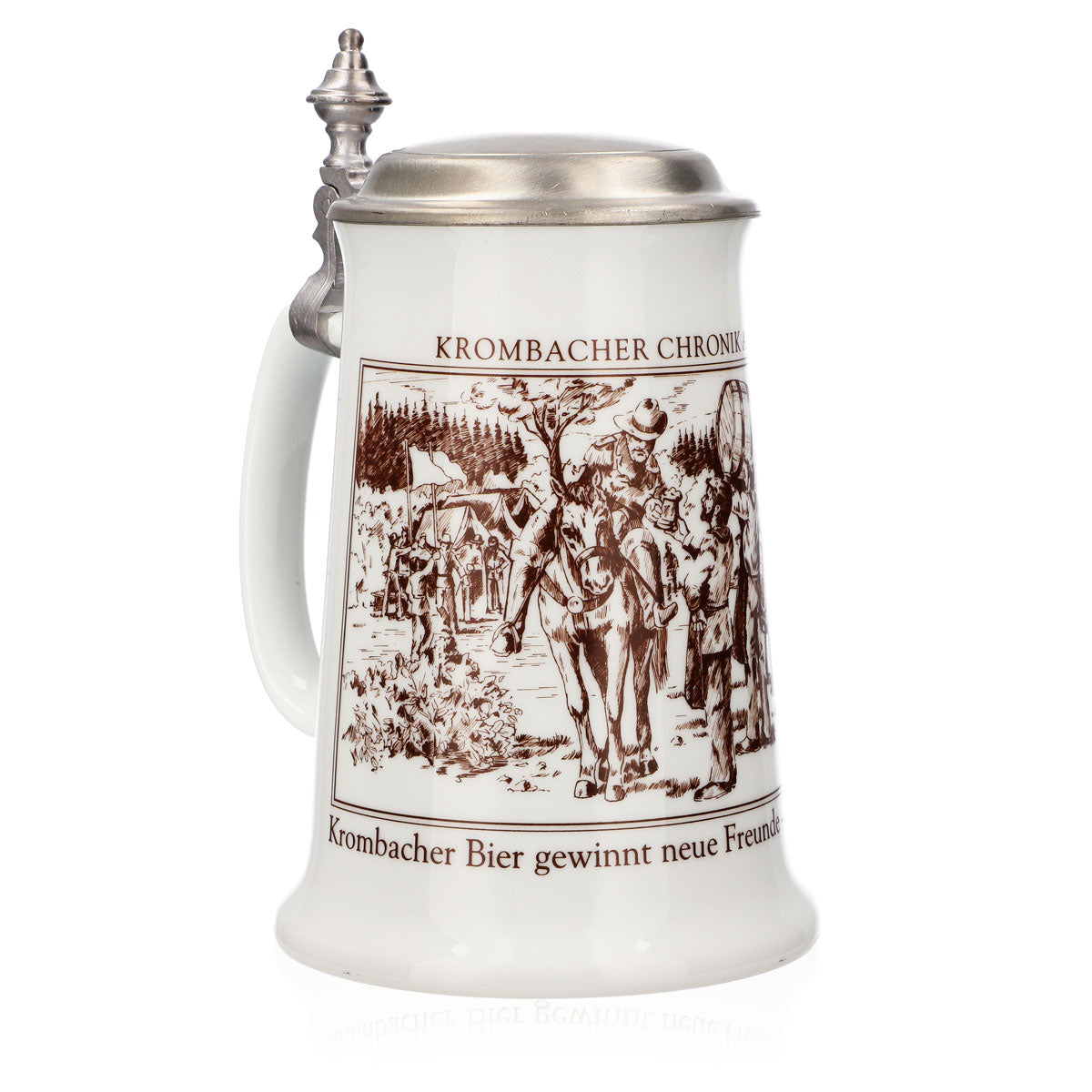 Krombacher Bierglas Jahreskrug 1988 Steinzeugkrug Seidel Zinndeckel 0,9l Krug – Ansicht 2