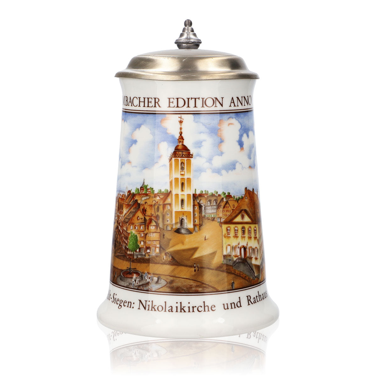 Krombacher Bierglas Jahreskrug 1990 Steinzeugkrug Seidel Zinndeckel 0,9l Krug