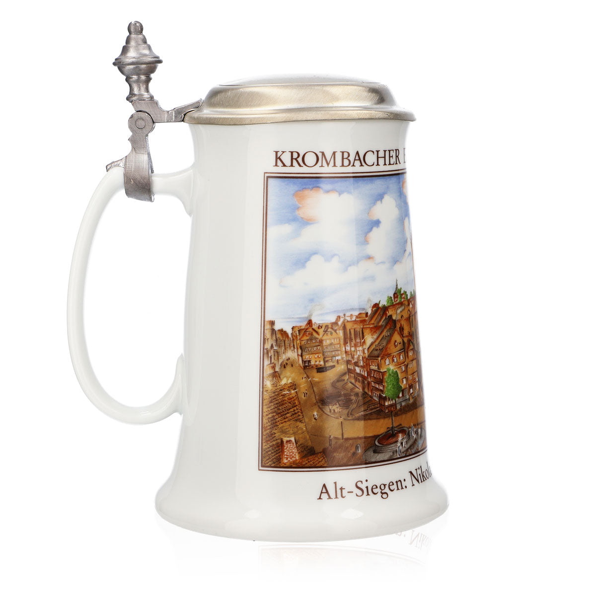 Krombacher Bierglas Jahreskrug 1990 Steinzeugkrug Seidel Zinndeckel 0,9l Krug – Ansicht 3