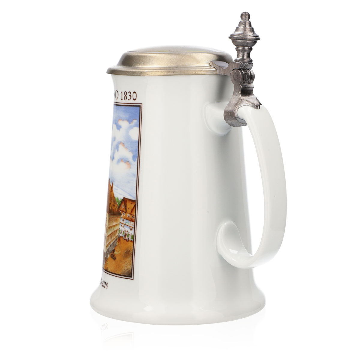 Krombacher Bierglas Jahreskrug 1990 Steinzeugkrug Seidel Zinndeckel 0,9l Krug – Ansicht 4