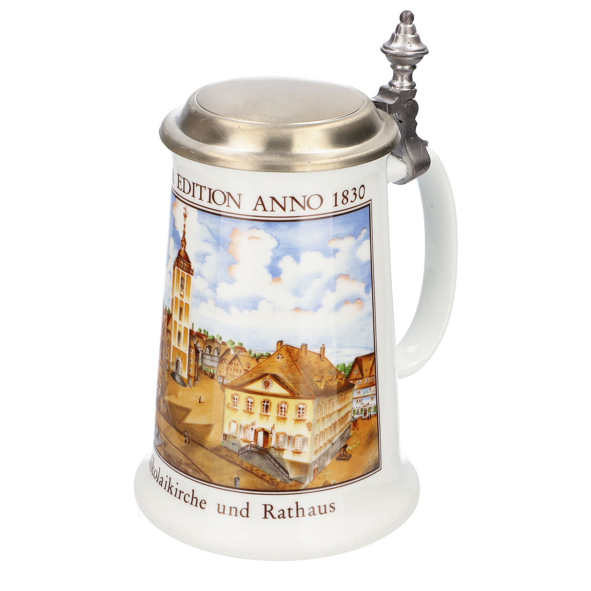 Krombacher Bierglas Jahreskrug 1990 Steinzeugkrug Seidel Zinndeckel 0,9l Krug – Ansicht 6