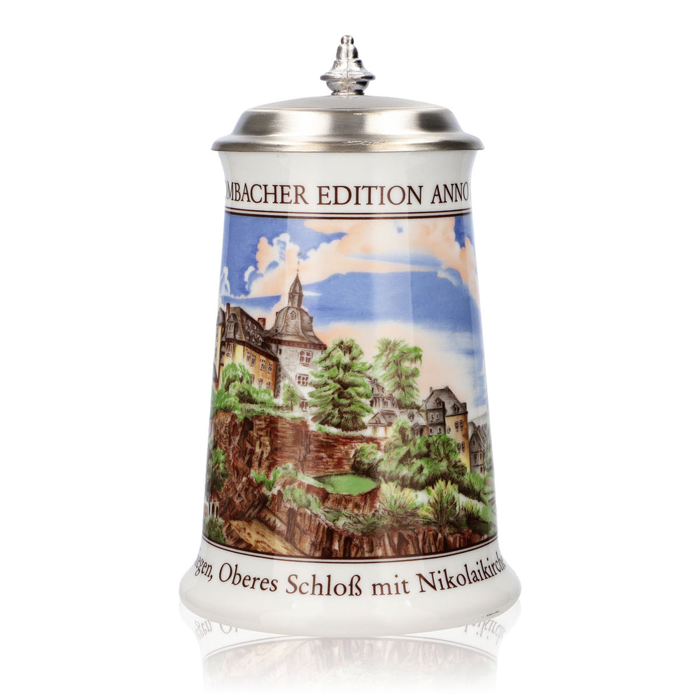 Krombacher Bierglas Jahreskrug 1991 Steinzeugkrug Seidel Zinndeckel 0,9l Krug