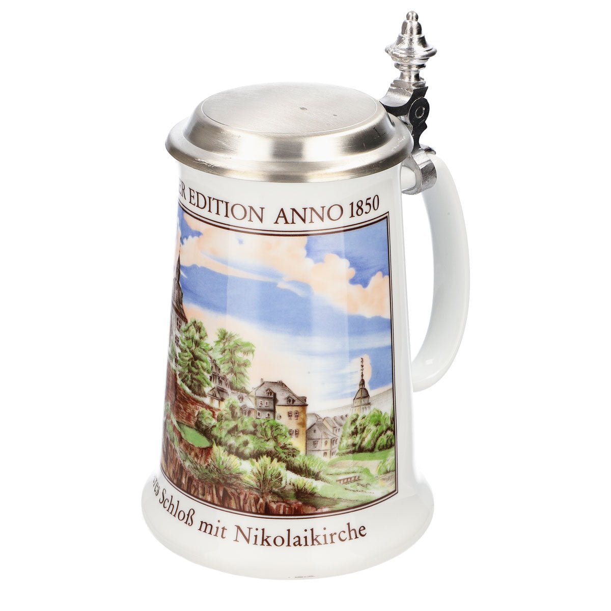 Krombacher Bierglas Jahreskrug 1991 Steinzeugkrug Seidel Zinndeckel 0,9l Krug – Ansicht 6