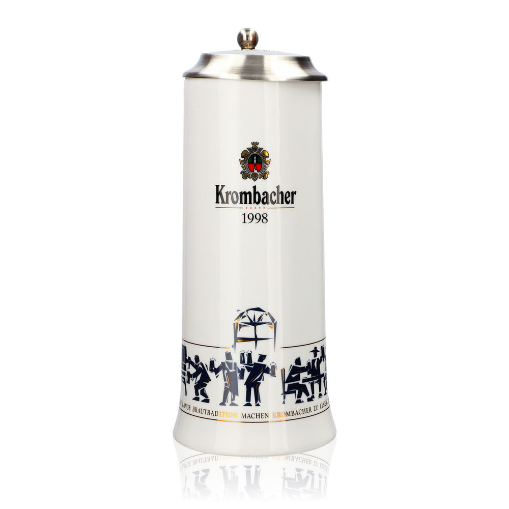 Krombacher Bierglas Jahreskrug 1998 Steinzeugkrug Seidel Zinndeckel 0,9l Krug