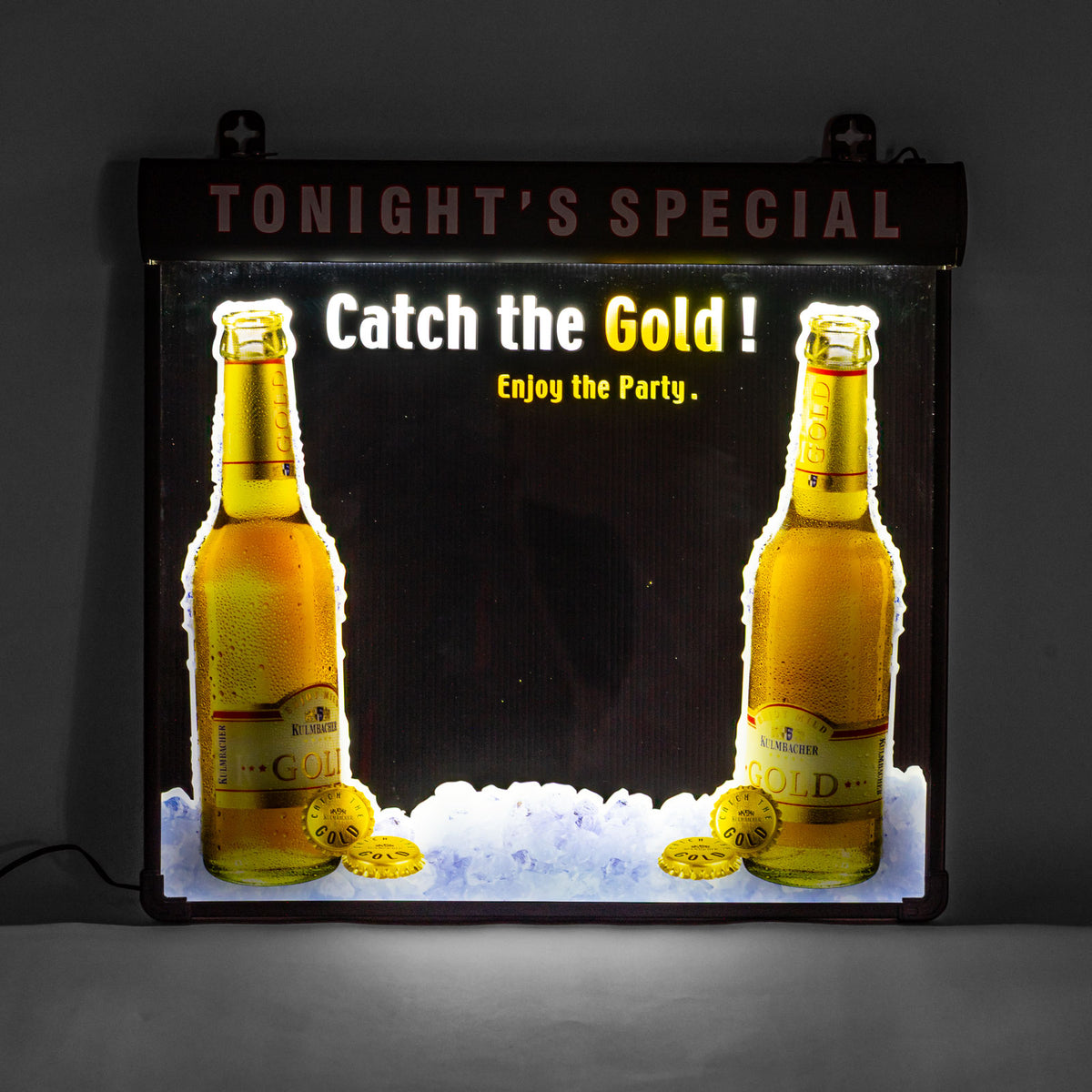 Kulmbacher Reichelbräu Bier Leuchtreklame LED Catch the Gold! Schreibtafel – Ansicht 2