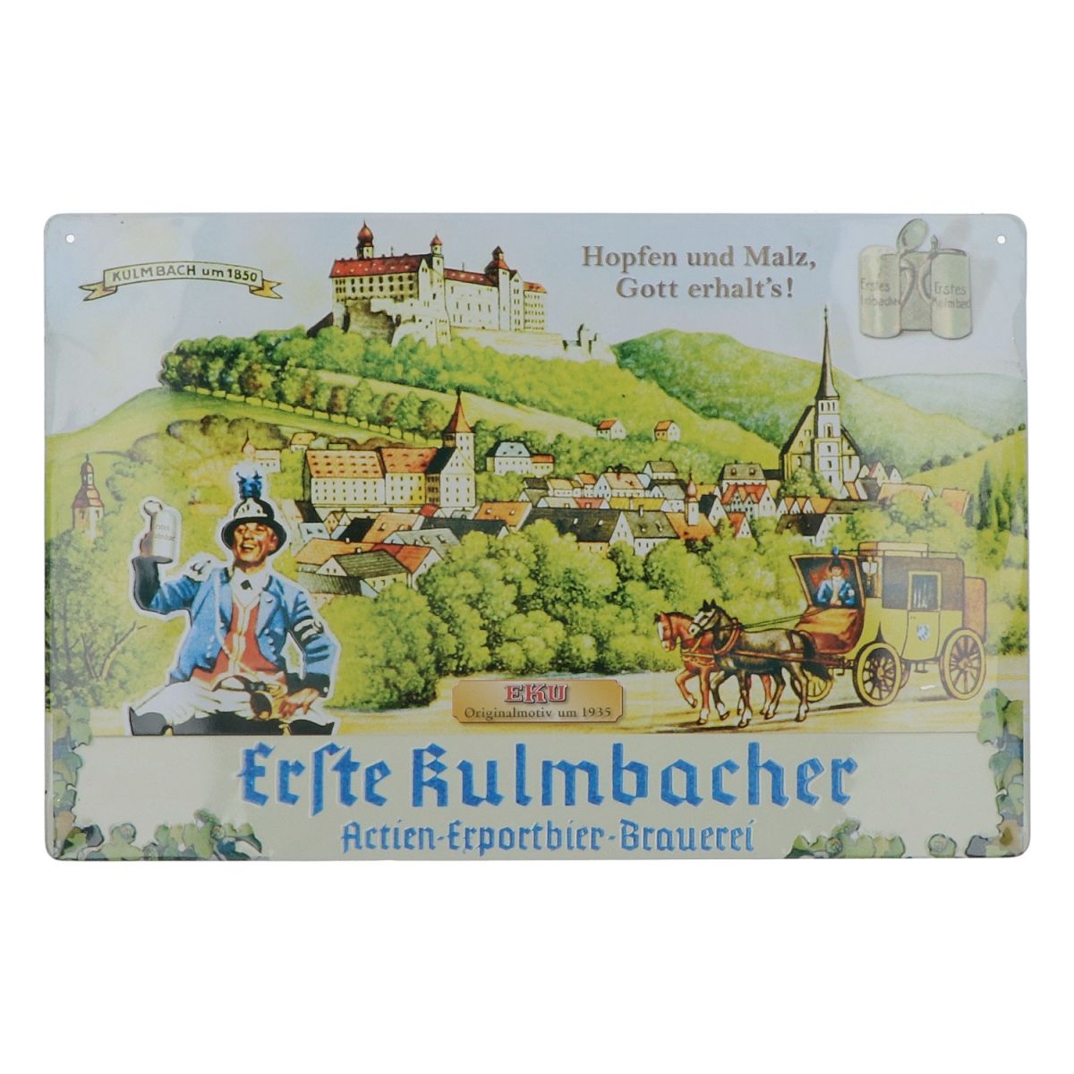 Kulmbacher Reichelbräu Blechschild 35x25cm EKU Bier Werbeschild Reklame Werbung