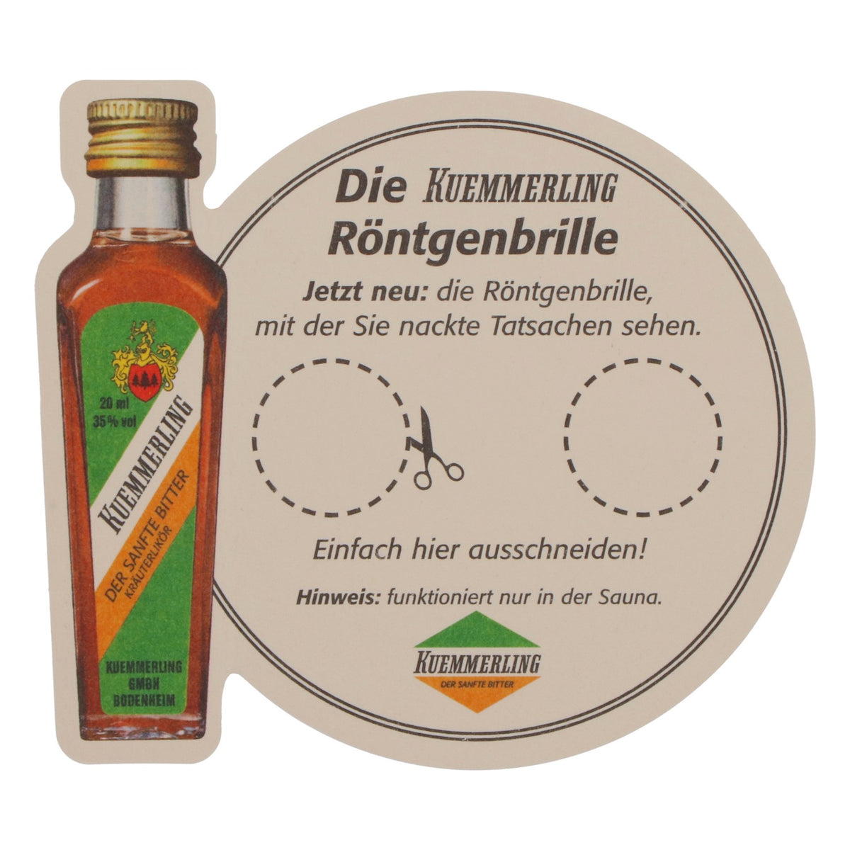 Kümmerling Likör Bierdeckel Untersetzer Röntgenbrille