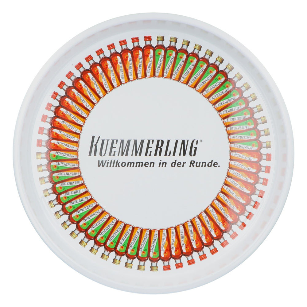 Kümmerling Likör Tablett Vollmetall Rundtablett Kellnertablett Flaschenkreis