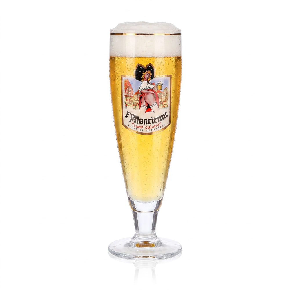L'Alsacienne Bier Glas 0,5l Pokal Sans Culotte Goldrand Sahm