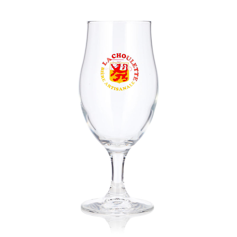 La Choulette Bier Glas 0,25l Tulpe Artisanale rot-gelbes Logo Pokal Bierglas