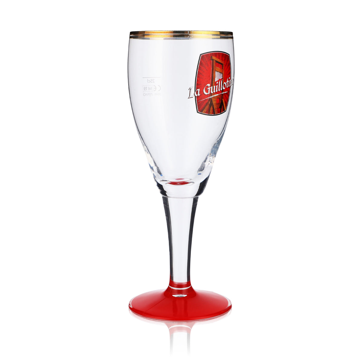 La Guillotine Bier Glas 0,25l Pokal doppelter Goldrand roter Boden Harzer – Ansicht 2