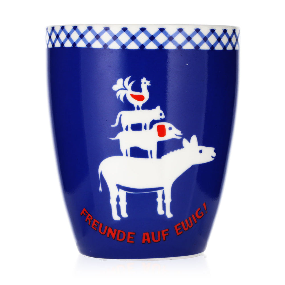 Landliebe Milch Glas Kaffeebecher blau Bremer Stadtmusikanten Adelheid Keramik