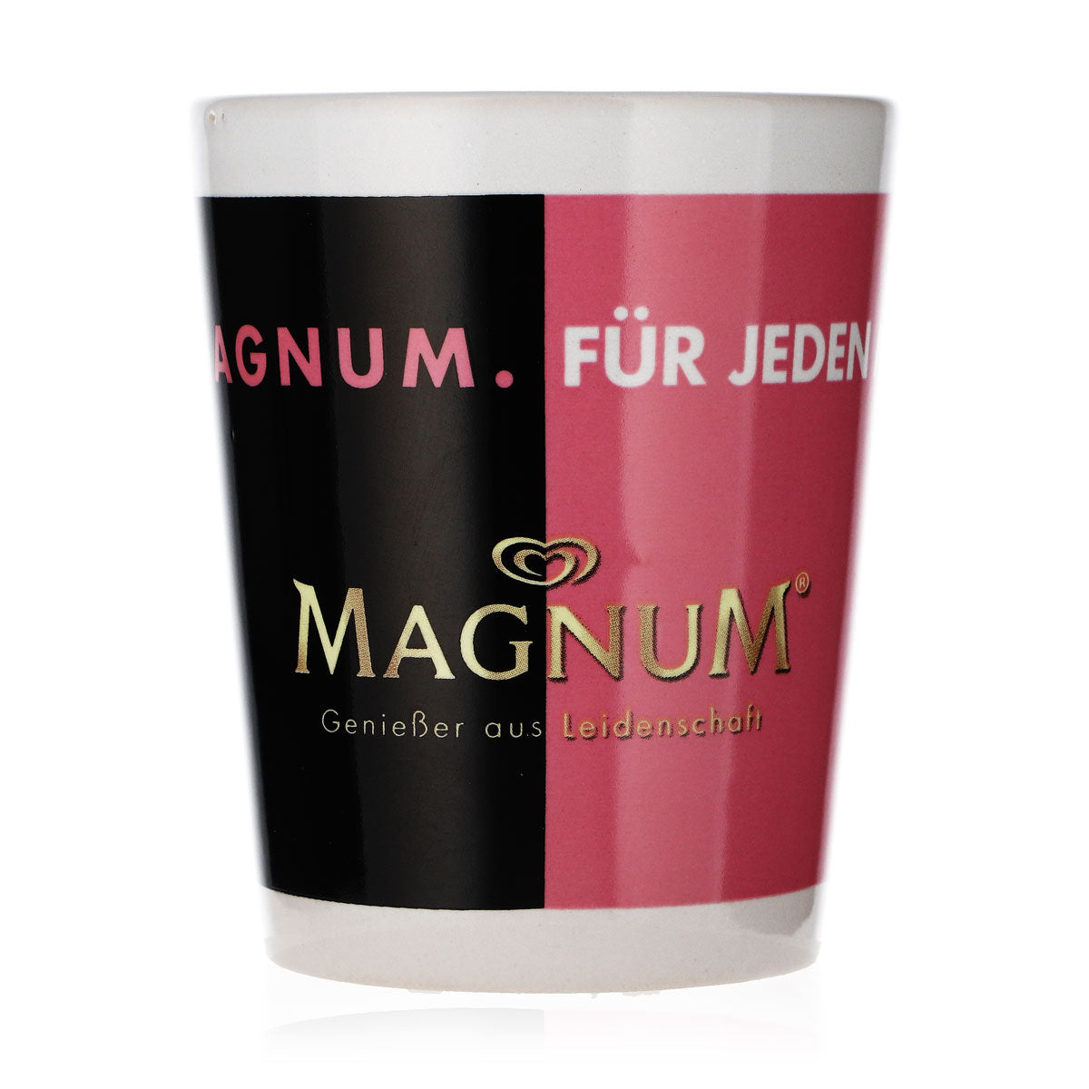 Langnese Eis Glas Kaffeetasse schwarz/pink "Mein Magnum für jeden Moment" Tasse