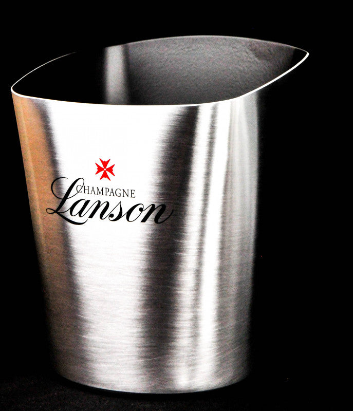 Lanson Champagner Flaschenkühler Eiswürfelbehälter Edelstahl Silber neu – Ansicht 2