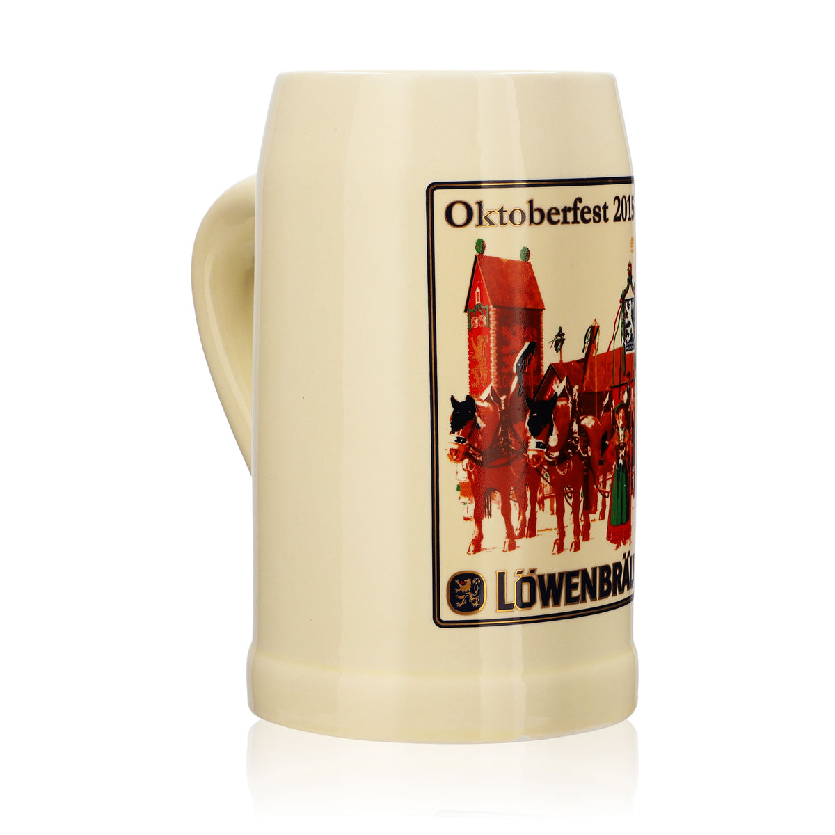 Löwenbräu Bierglas Tonkrug Steinzeukrug Seidel 0,5l Oktoberfest 2015 – Ansicht 2